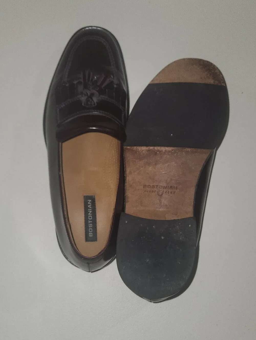 Bostonians Men’s Italian Tassel Loafers in Dark Wine Burgundy Size 11